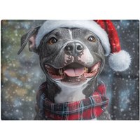 Warren Reed - Designer Christmas Staffordshire Bull Terrier Dog Glass Chopping Board