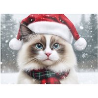 Warren Reed - Designer Christmas Ragdoll Glass Chopping Board