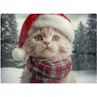 Warren Reed - Designer Christmas Selkirk Rex Glass Chopping Board