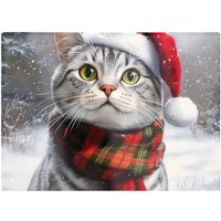 Warren Reed - Designer Snowy Christmas Silver Tabby Glass Chopping Board