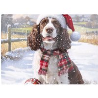 Warren Reed - Designer Christmas Springer Spaniel Dog Glass Chopping Board