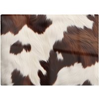 Warren Reed - Designer Cow Hide Print Design Chopping Board in Brown