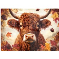 Warren Reed - Designer Autumn Highland Cow Chopping Board in Brown