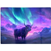Warren Reed - Designer Northern Lights With A Highland Scene Chopping Board in Purple