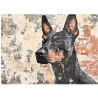 Warren Reed - Designer Banksy Inspired Thoughtful Doberman Chopping Board in Brown