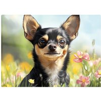 Warren Reed - Designer Chihuahua Enjoying A Summer Meadow Chopping Board