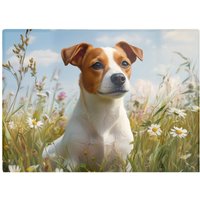 Warren Reed - Designer Happy Jack Russell In A Summer Meadow Chopping Board