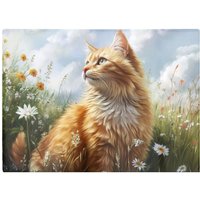 Warren Reed - Designer Fluffy Ginger Cat In A Summer Meadow Chopping Board