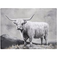 Warren Reed - Designer Ice Silver Highland Cow Chopping Board in Grey