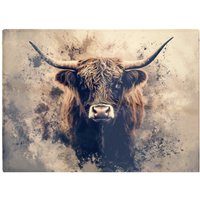Warren Reed - Designer Moody Splashart Highland Cow Chopping Board
