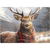 Warren Reed - Designer Scottish Red Deer In A Tartan Scarf Chopping Board