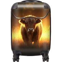 Warren Reed - Designer Highland Cow Sunset Suitcase in Orange | Size: Mini Cabin