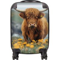 Warren Reed - Designer Highland Cow By The Coast Suitcase in Brown | Size: Small
