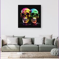 Warren Reed - Designer Happy Skeletons In Sunglasses Canvas | Size: w40 inch x h40 inch