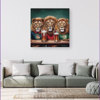 Warren Reed - Designer Lions Watching The Game Canvas | Size: w40 inch x h40 inch