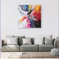 Warren Reed - Designer Explosive Colour Cascade Canvas | Size: w40 inch x h40 inch