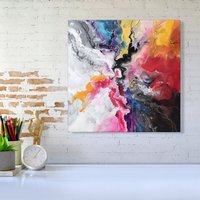 Warren Reed - Designer Explosive Colour Cascade Canvas | Size: W16" x H16"