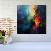 Warren Reed - Designer Colourful Chaos: Urban Dreamscape Canvas | Size: W16" x H16"