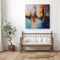Warren Reed - Designer Reflective Splendour: City In Abstract Canvas | Size: W30" x H30"