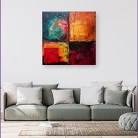 Warren Reed - Designer Quadrant Fusion: Colours In Conflict Canvas | Size: w40 inch x h40 inch