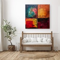 Warren Reed - Designer Quadrant Fusion: Colours In Conflict Canvas | Size: W30" x H30"
