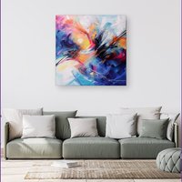 Warren Reed - Designer Serene Explosion: Calm Amidst Colours Canvas | Size: w40 inch x h40 inch