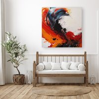 Warren Reed - Designer Fiery Waves: Abstract Motion Canvas | Size: W30" x H30"