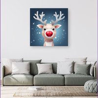 Warren Reed - Designer Rudolph With His Red Nose Canvas | Size: w40 inch x h40 inch