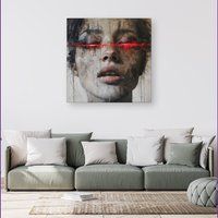 Warren Reed - Designer Abstract Face In Motion Canvas | Size: w40 inch x h40 inch