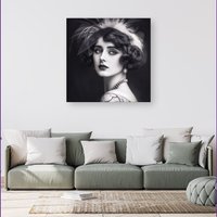Warren Reed - Designer Glamorous Edwardian Showgirl Canvas in Black | Size: w40 inch x h40 inch