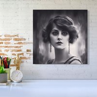 Warren Reed - Designer Edwardian Showgirl Canvas in Black | Size: W16" x H16"