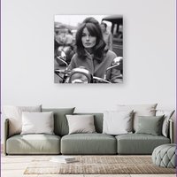 Warren Reed - Designer 1960 Out On The Bike Canvas in Black | Size: w40 inch x h40 inch