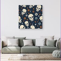 Warren Reed - Designer Skulls & Stars Canvas | Size: w40 inch x h40 inch