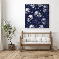 Warren Reed - Designer Evening Skulls & Stars Canvas | Size: W30" x H30"