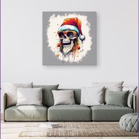 Warren Reed - Designer Santa Skull In Glasses Splashart Canvas | Size: w40 inch x h40 inch