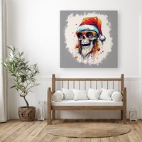 Warren Reed - Designer Santa Skull In Glasses Splashart Canvas | Size: W30" x H30"