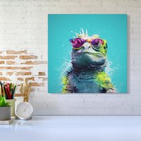 Warren Reed - Designer Inquisitive Splashart Iguana Canvas | Size: W16" x H16"
