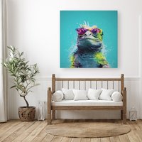 Warren Reed - Designer Inquisitive Splashart Iguana Canvas | Size: W30" x H30"