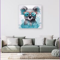 Warren Reed - Designer Splashart Koala In Glasses Canvas | Size: w40 inch x h40 inch