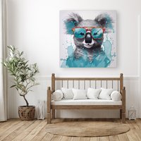 Warren Reed - Designer Splashart Koala In Glasses Canvas | Size: W30" x H30"