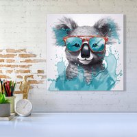 Warren Reed - Designer Splashart Koala In Glasses Canvas | Size: w10 inch x h10 inch