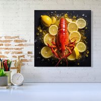 Warren Reed - Designer Lobster On Lemons Canvas | Size: w10 inch x h10 inch