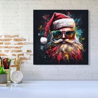 Warren Reed - Designer Splashart Santa Claus In Glasses Canvas | Size: w10 inch x h10 inch
