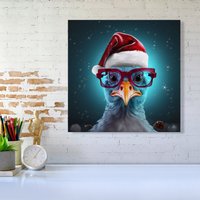 Warren Reed - Designer Turkey Wearing A Santa Hat Canvas | Size: W16" x H16"