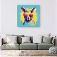 Warren Reed - Designer Splashart Wallaby In Glasses Canvas | Size: w40 inch x h40 inch