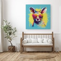 Warren Reed - Designer Splashart Wallaby In Glasses Canvas | Size: W30" x H30"