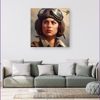Warren Reed - Designer Female Pilot Canvas | Size: w40 inch x h40 inch