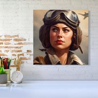 Warren Reed - Designer Female Pilot Canvas | Size: w10 inch x h10 inch