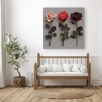 Warren Reed - Designer 3 Red & Pink Roses Canvas | Size: W30" x H30"