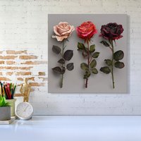 Warren Reed - Designer 3 Red & Pink Roses Canvas | Size: w10 inch x h10 inch